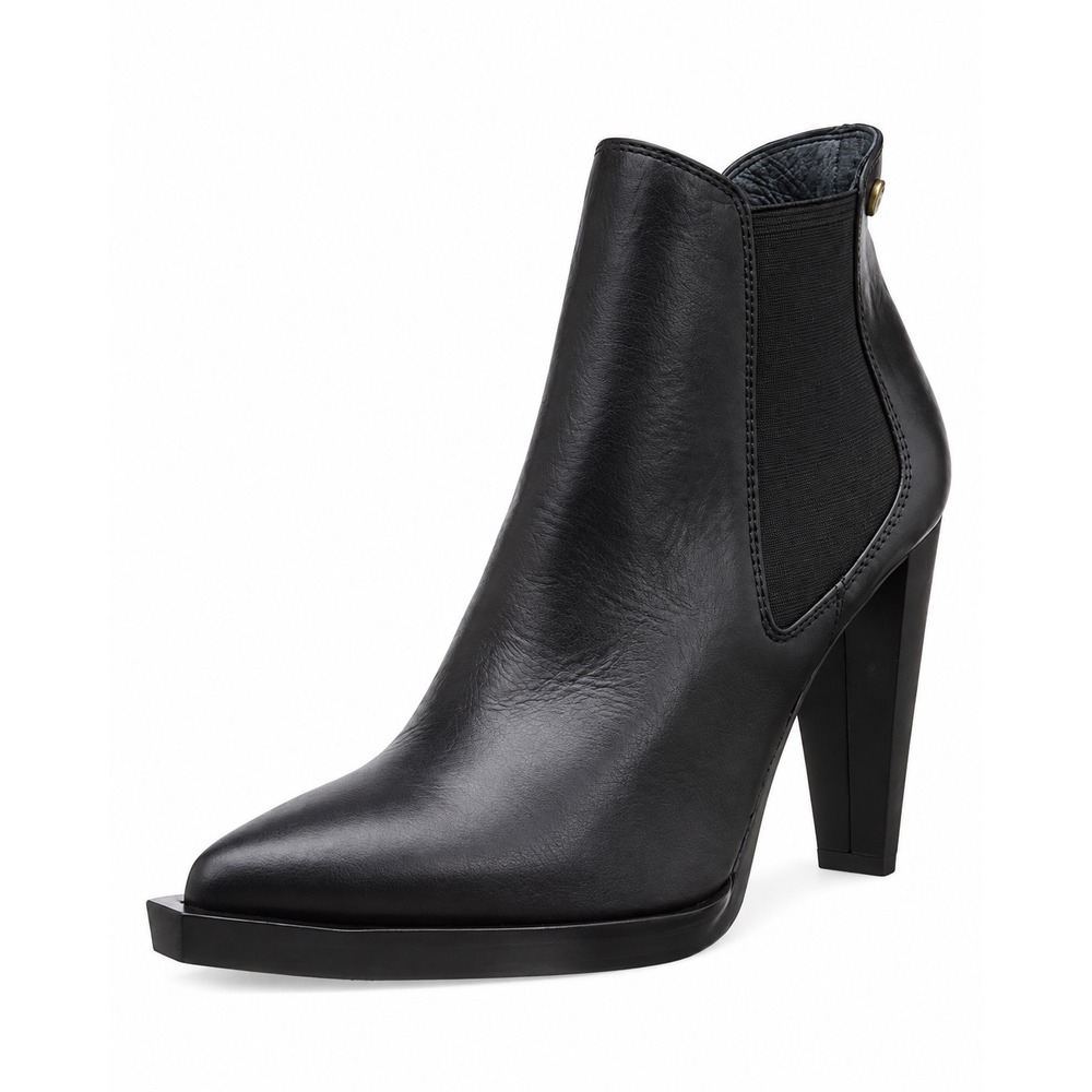 Diesel Cubist Rock Cyclamine Black Leather Pointed Toe Ankle Boots Size 38